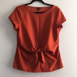 Ann Taylor rust color front bow blouse